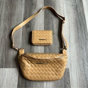 Poppy and peonies large woven sidekick bag & wallet